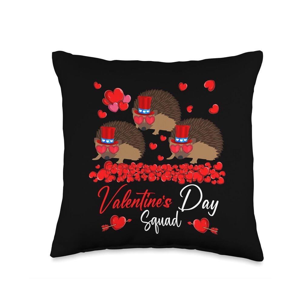3290 Valentine's Day Squad Three Cute Hedgehogs Zoo Animal Lover Throw